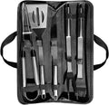 PTAPIPI 5-Piece Stainless Steel Grill Tool Set with Carry Bag – BBQ Utensils for Him, Young Men, Camping & Tailgating, Budget-Friendly Barbeque Gift by Unknown