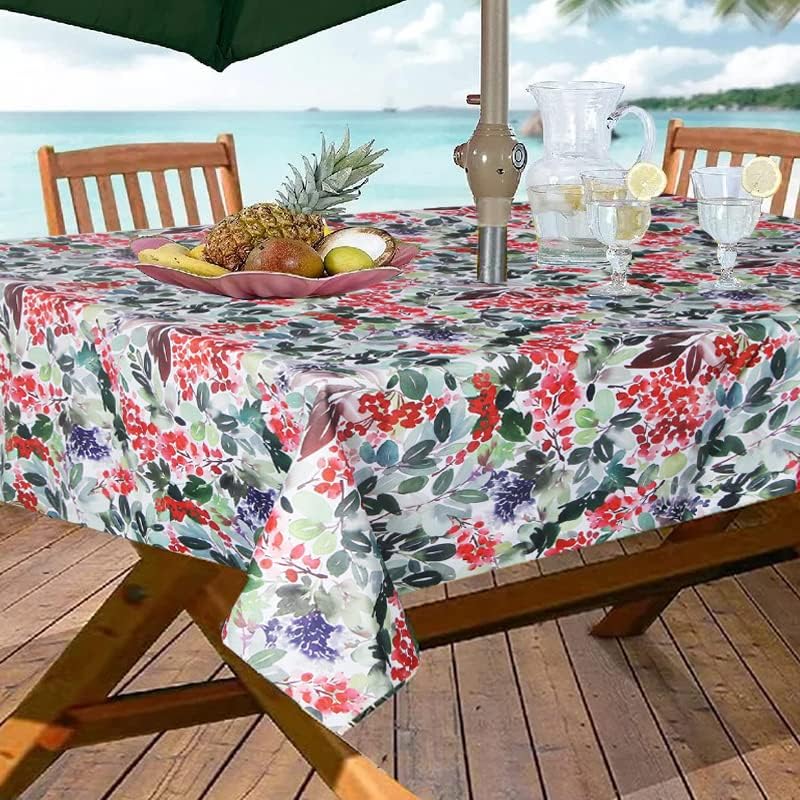 EHouseHome Outdoor Indoor 60x84 inch Round Tablecloth with Umbrella Hole and Zipper, Waterproof Zippered Patio Table Cloths, Spring/Summer Table Covers for Backyard Circular Table/BBQs/Picnic - Image 2