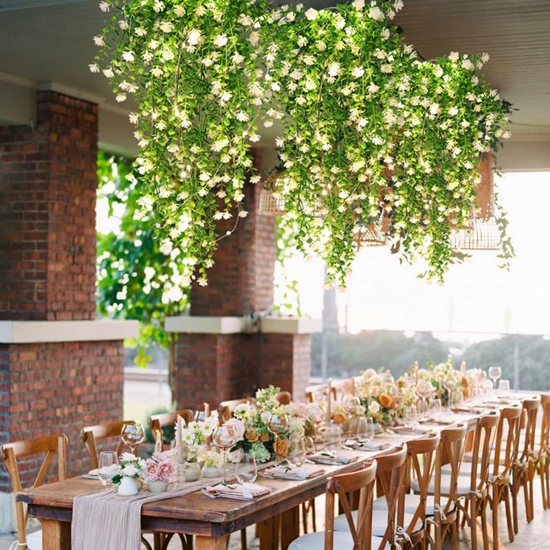 RECUTMS Hanging Fake Plants Fake Vines Artificial Plant Large White Flowers - Image 4