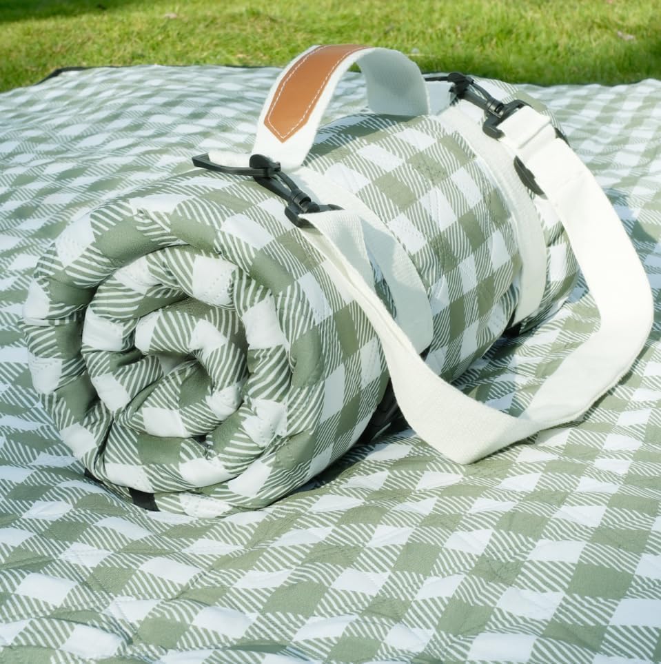 Genovega Waterproof Picnic Blanket Beach Outdoor Camping Mat Rug Extra Large Foldable Cute Big Travel Essential Accessories Gift Park Patio Lawn Garden Grass Play Music Festival Concert Must Have by genovega